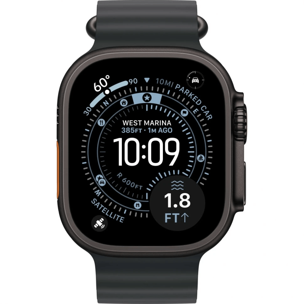 Apple Watch Ultra 3 GPS, 49 мм, черный титан, ремешок Ocean цвета «Black», картинка 2