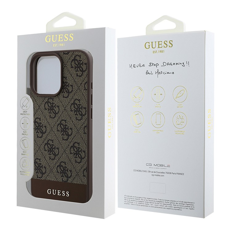 Чехол для iPhone 16 Pro Max GUESS PU Bottom stripe Metal logo Hard Brown, картинка 5