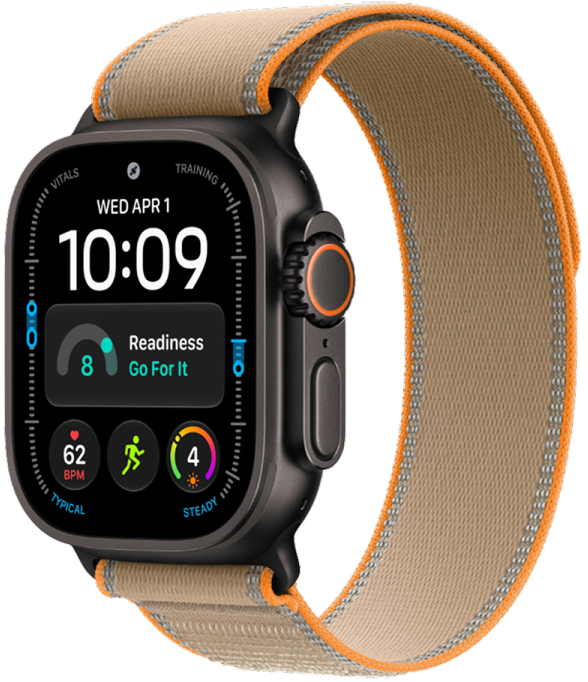 Apple Watch Ultra 4 GPS, 49 мм, черный титан, ремешок Trail Loop цвета Sand