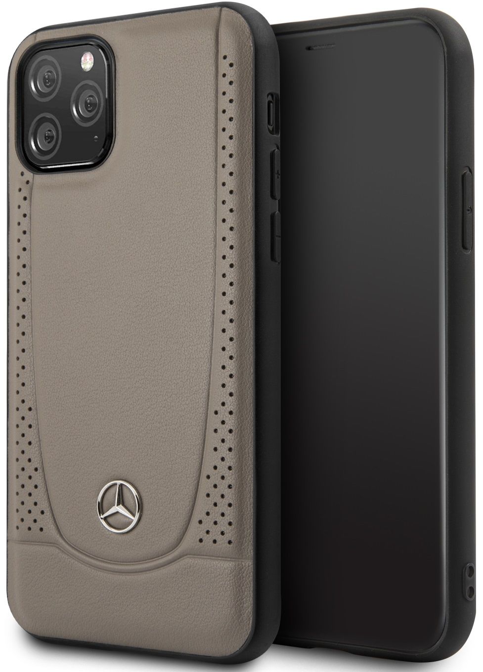 Чехол Mercedes для iPhone 11 Pro Urban Smooth/perforated Hard Leather Brown, картинка 1