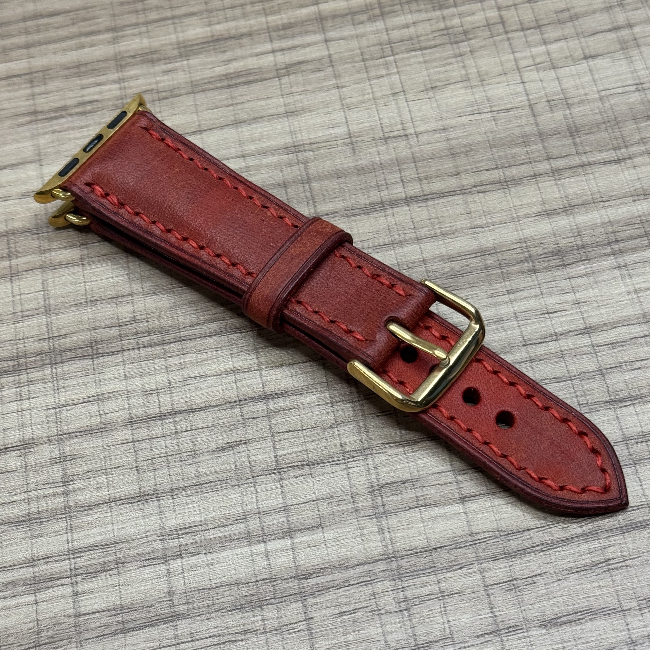 Ремешок для Apple Watch кожаный ручной работы 38/40/41mm Красный, картинка 1