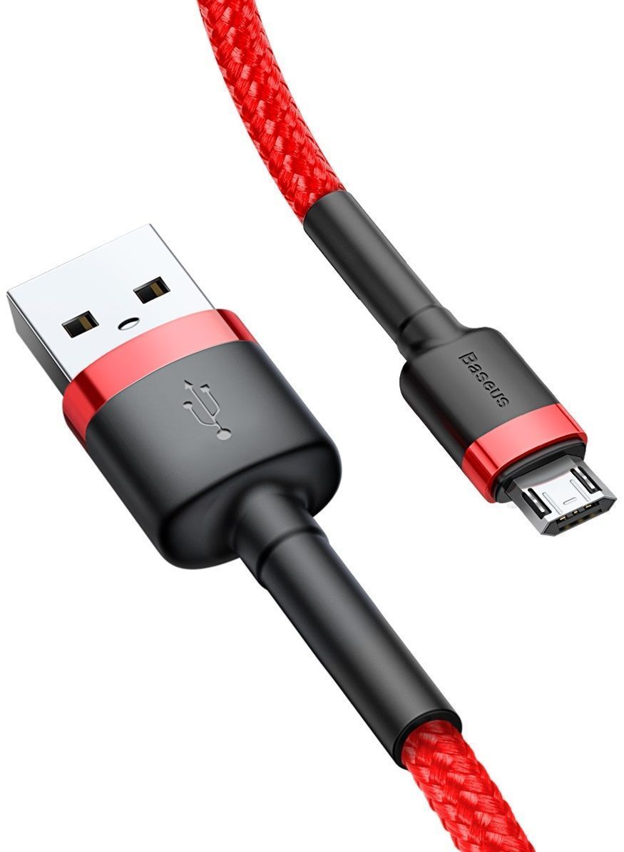 Кабель BASEUS Cafule Micro USB Cable 2.4A 1.0m - Red/Black, картинка 2