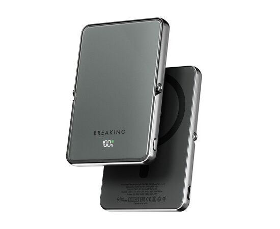 Внешний аккумулятор Breaking Quantum 4в1 MagSafe, Qi2, 5000 mAh, USB-C, Graphite