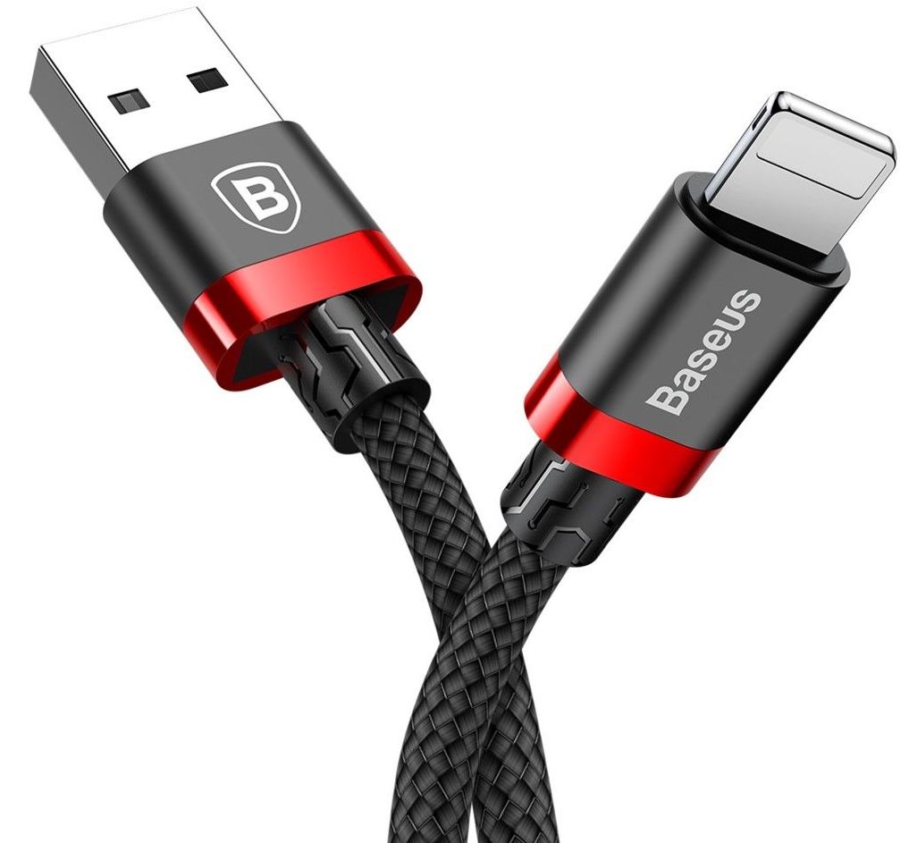 Кабель BASEUS Golden Belt Lightning Cable 2.0A 1.0m - Black/Red, картинка 1