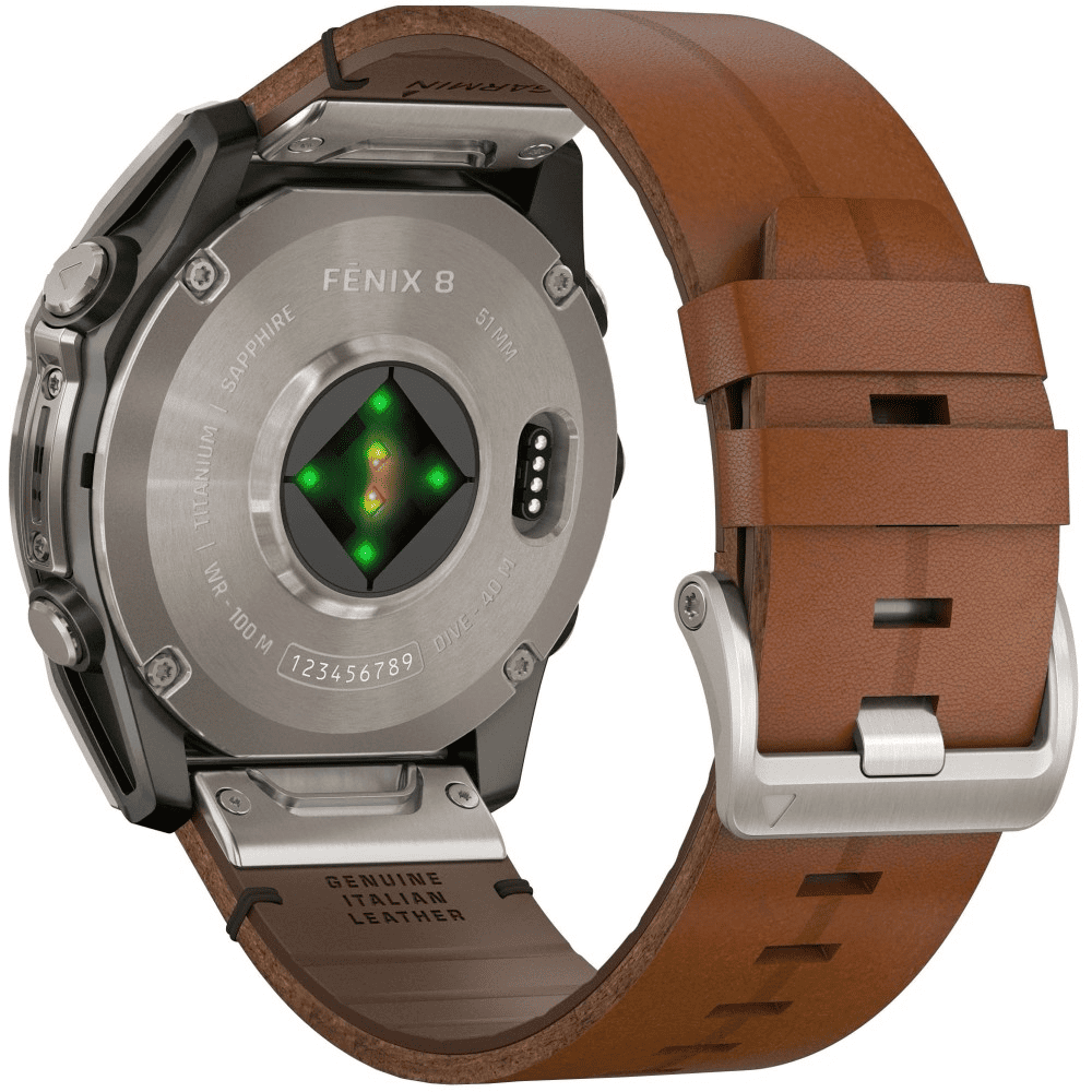 Умные часы Garmin Fenix 8 51mm Amoled Sapphire кожаный ремешок "Chestnut" + ремешок "Graphite", картинка 5