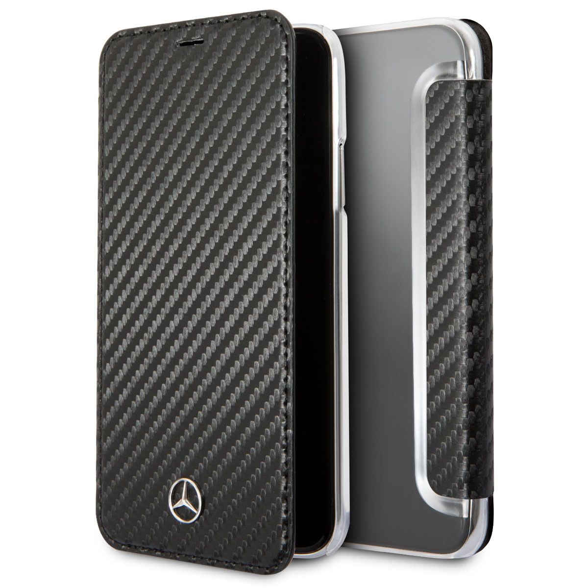 Чехол Mercedes iPhone X Dynamic Bookcase Carbon Black, картинка 1