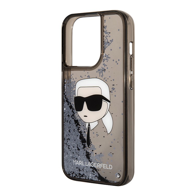 Чехол для iPhone 15 Pro KARL LAGERFELD Liquid Glitter NFT Karl Head Hard Black, картинка 3