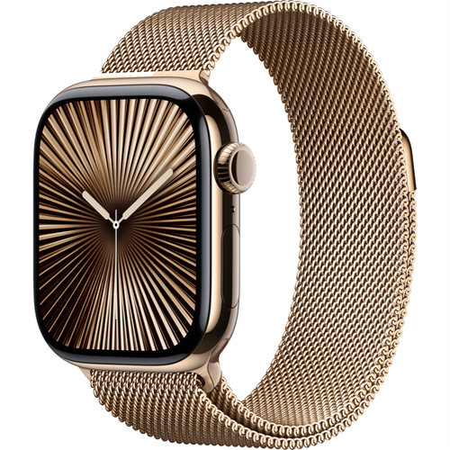 Apple Watch Series 10 GPS 42 mm, Gold Titanium Case with Stainless Steel Milanese Loop