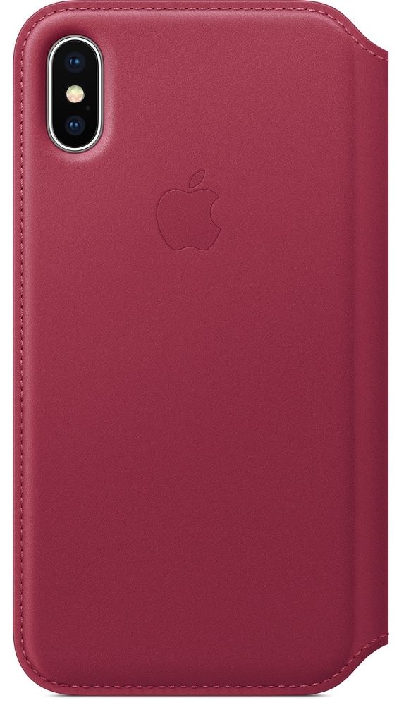 Кожаный чехол Apple iPhone X Leather Folio - Berry