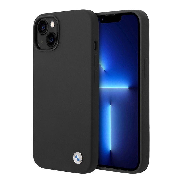 Чехол для iPhone 14 Pro BMW Signature Liquid silicone Metal logo Hard (MagSafe),черный, картинка 1