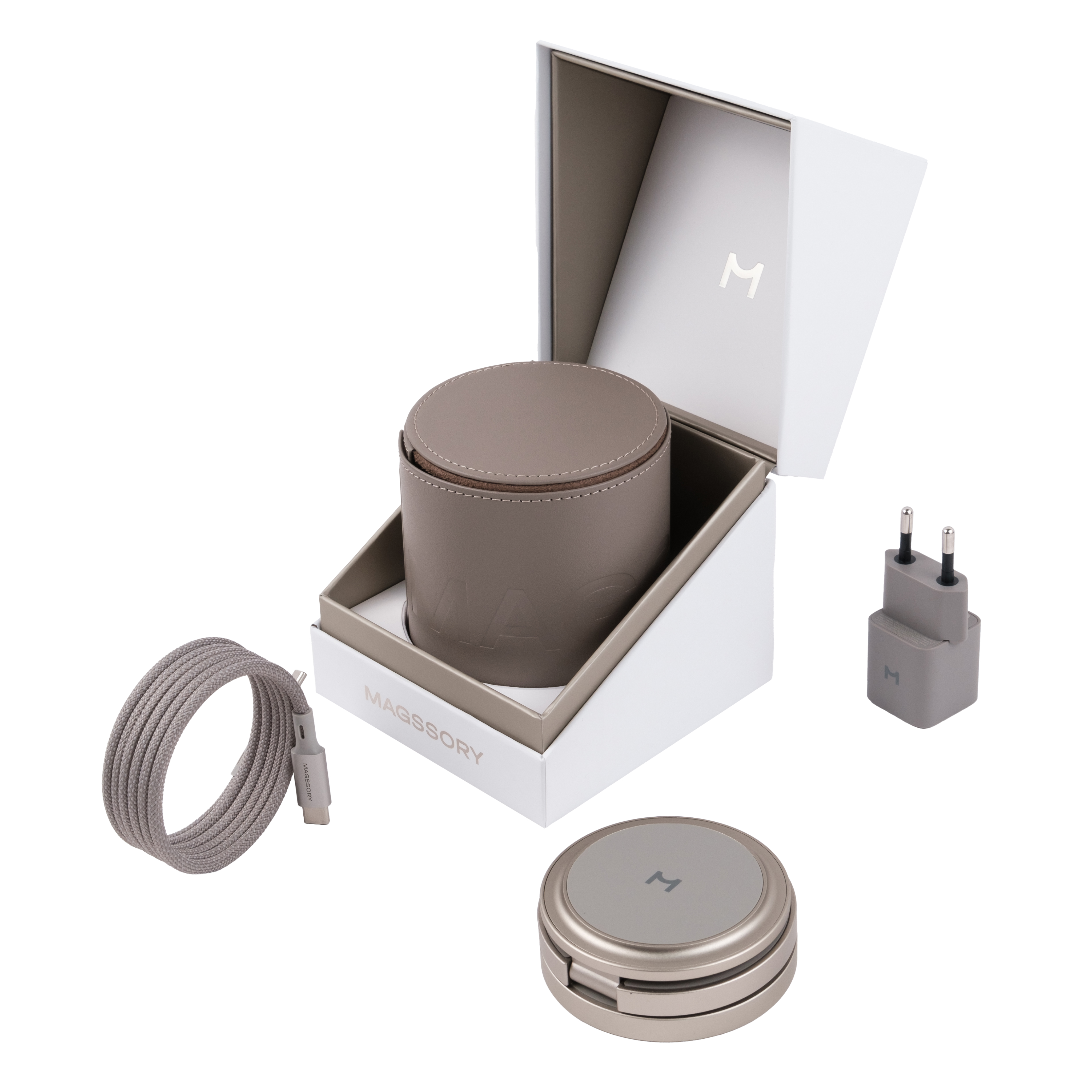 Складное Беспроводное зарядное устройство Magssory 3in1 Disc Pro Qi2 для Apple, Titanium, картинка 7