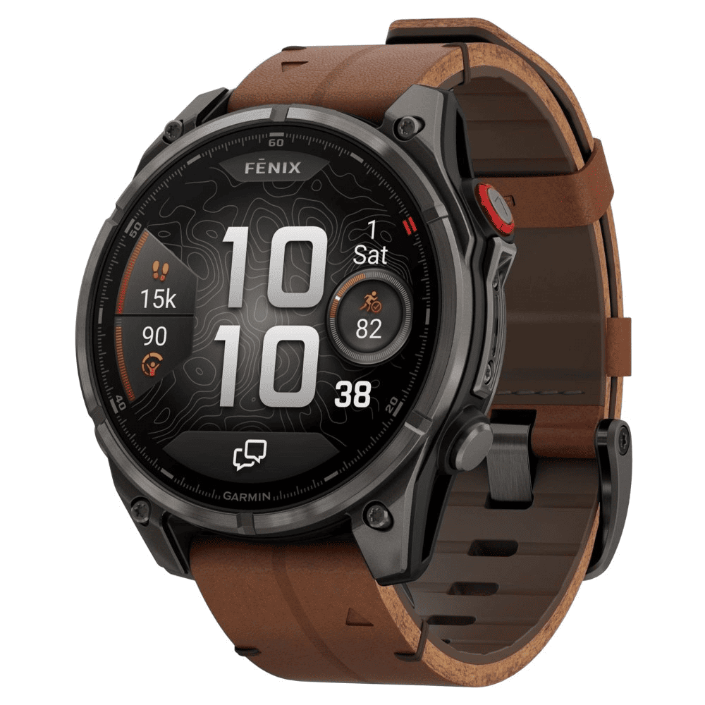 Умные часы Garmin Fenix 8 Pro 47mm Amoled/Sapphire Carbon Grey Titanium Chestnut Leather Band, картинка 5