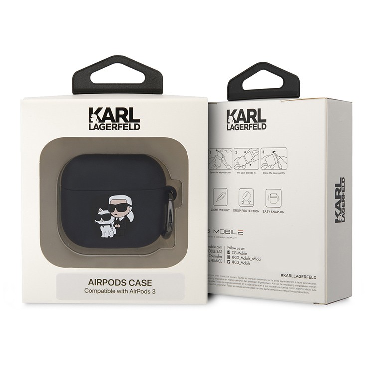 Чехол для AirPods 3 KARL LAGERFELD Silicone case with ring NFT Karl & Choupette Black, картинка 3