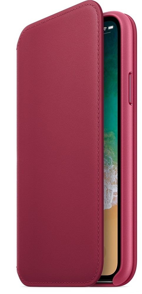 Кожаный чехол Apple iPhone X Leather Folio - Berry, слайд 3