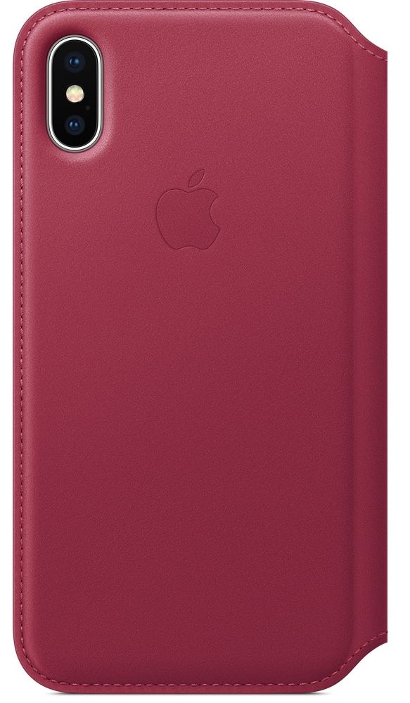 Кожаный чехол Apple iPhone X Leather Folio - Berry, картинка 1