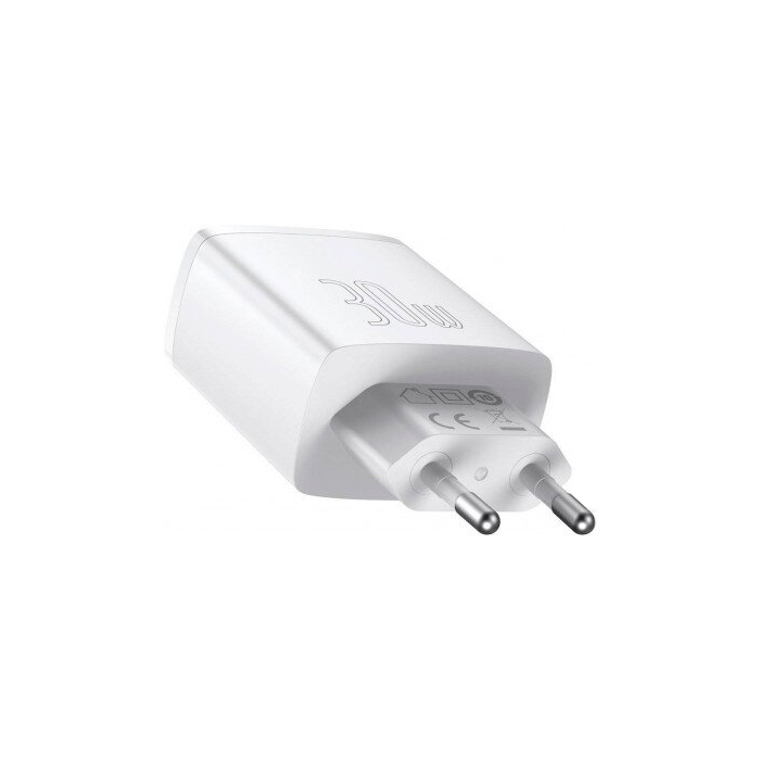Сетевое зарядное устройство Baseus Compact Fast Charger 30W 2USB+Type-C, белый, картинка 2