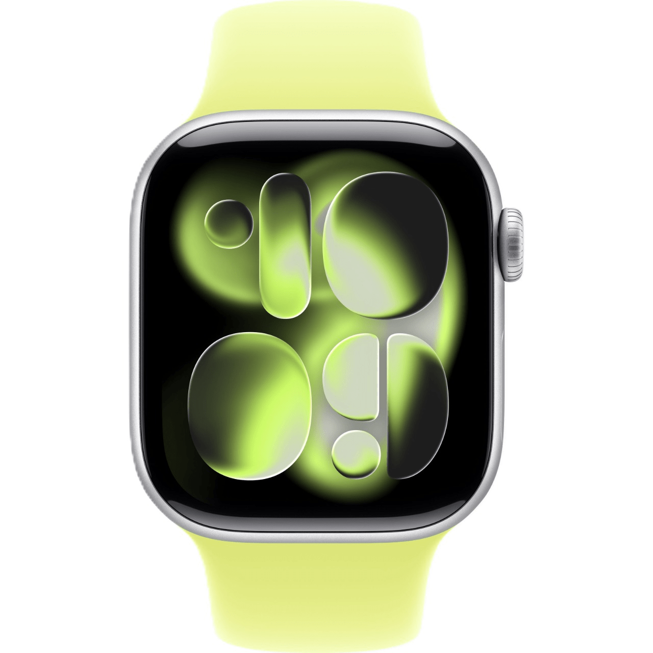 Apple Watch Series 11 GPS 42 мм, алюминий цвета «Silver», спортивный ремешок цвета «Neon Yellow», картинка 2