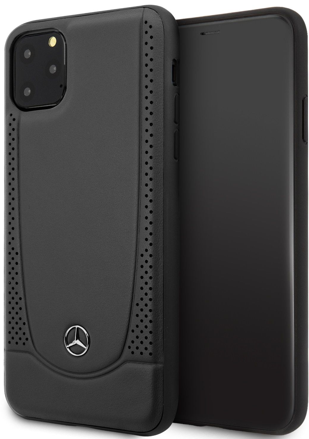 Чехол Mercedes для iPhone 11 Pro Max Urban Smooth/perforated Hard Leather Black