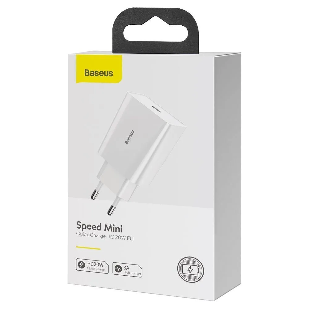 Сетевое зарядное устройство Baseus Speed Mini Quick Charger 1C 2PD20W White, картинка 4