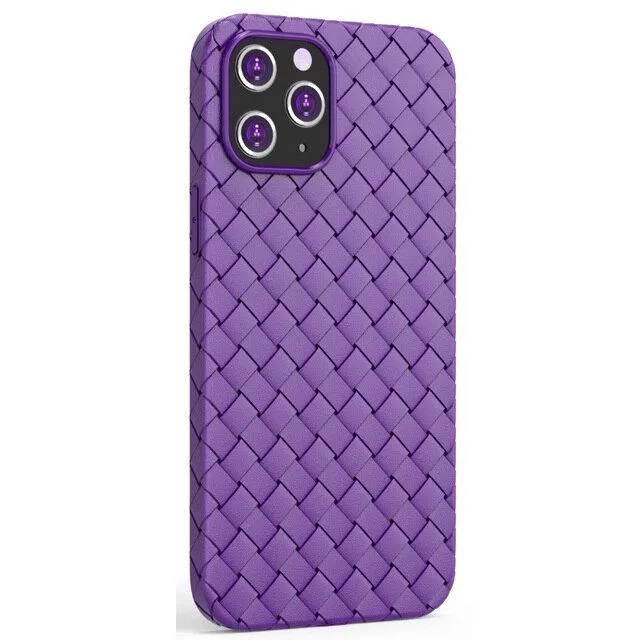 Чехол для iPhone 14 Pro Max плетеный фиолетовый, картинка 1