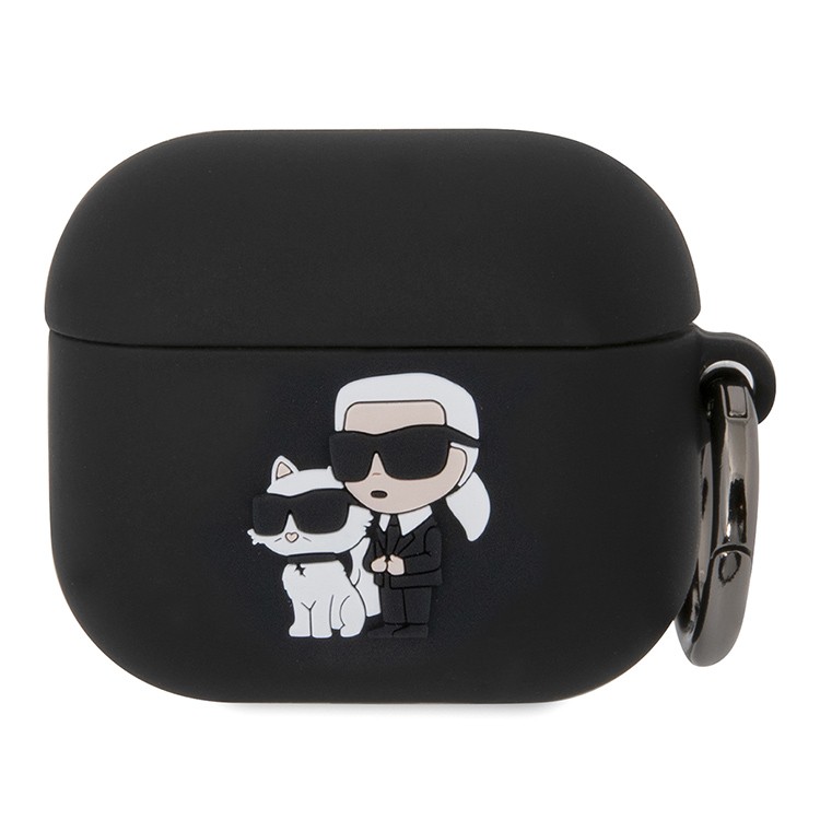 Чехол для AirPods 3 KARL LAGERFELD Silicone case with ring NFT Karl & Choupette Black, картинка 1