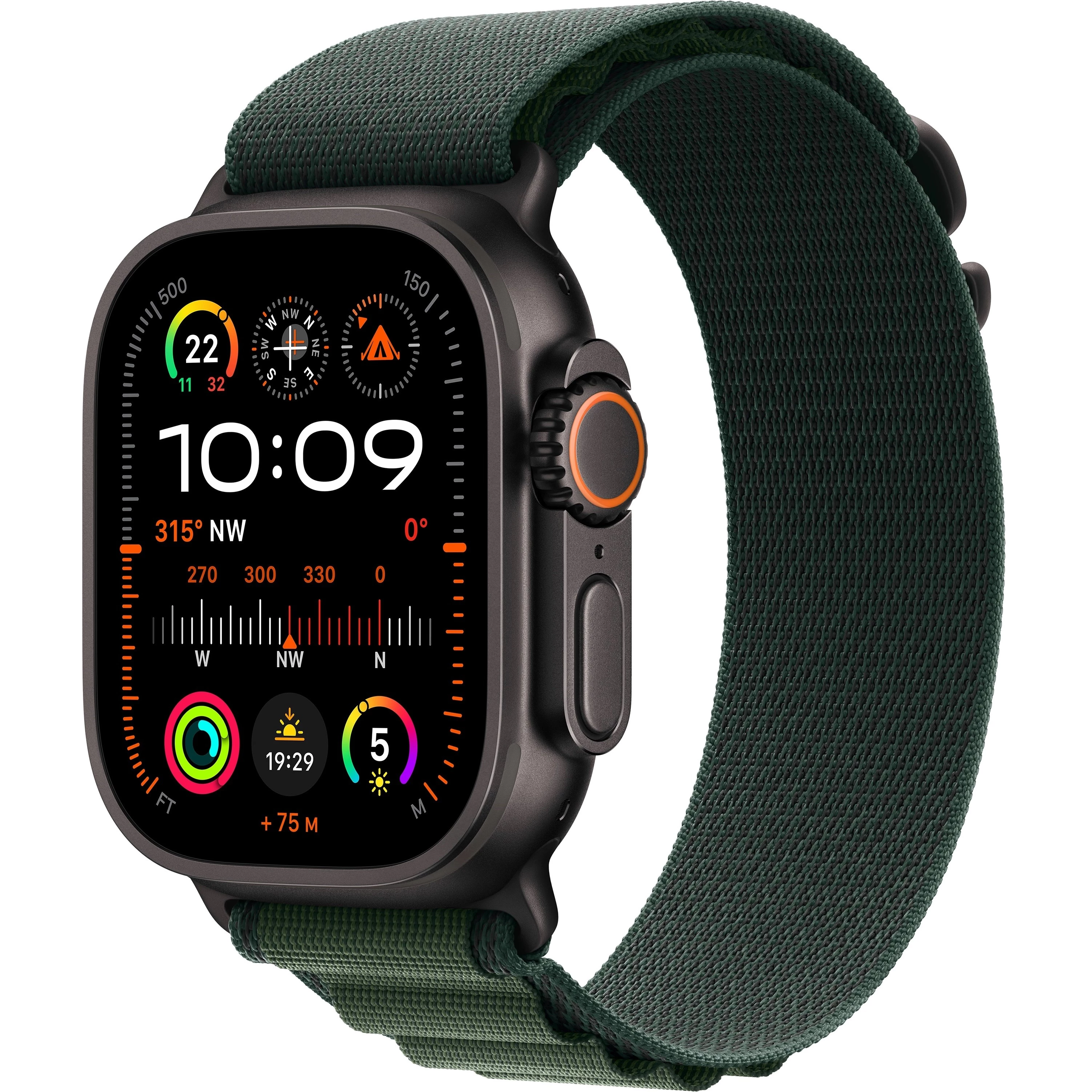 Apple Watch Ultra 2 GPS + Cellular, 49 мм, черный титан, ремешок Alpine зеленого цвета