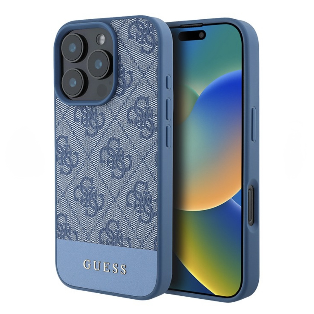Чехол для iPhone 16 Pro Max GUESS PU Bottom stripe Metal logo Hard Blue 