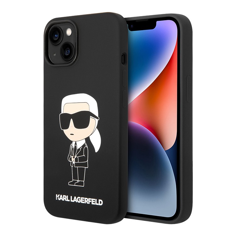 Чехол для iPhone 15 Pro KARL LAGERFELD Liquid Glitter NFT Karl Ikonik Hard Transparent/Black, картинка 1