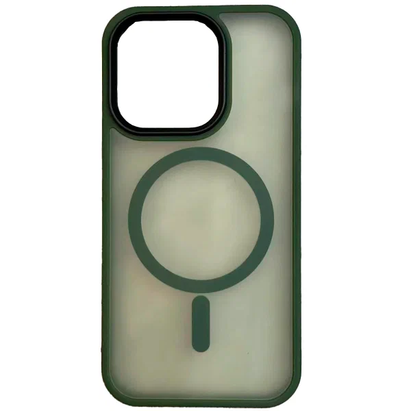 Чехол для iPhone 13 Pro Knit прозрачный матовый с MagSafe, зеленый, картинка 1