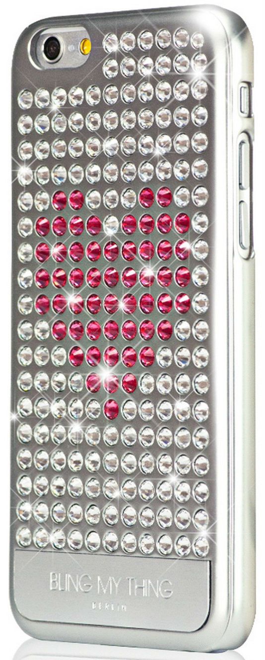 Чехол Bling My Thing iPhone 6 Swarovski Extravaganza Pink Heart Silver, картинка 2