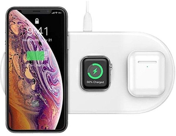 Беспроводная зарядка Baseus Smart 3-in-1 Wireless Charger iPhone/Apple Watch/Airpods Белая, картинка 3