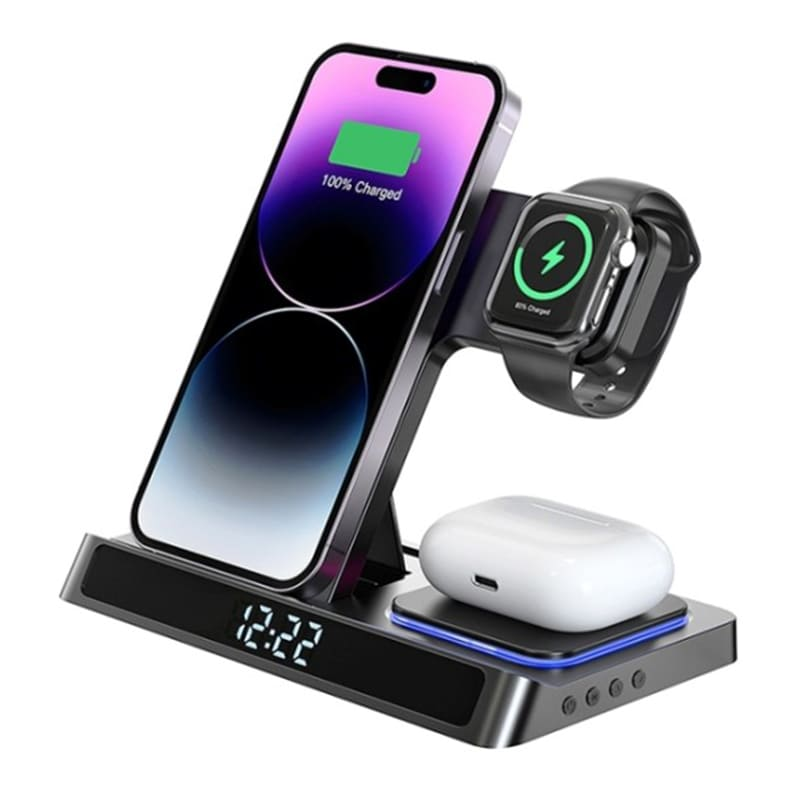Беспроводное зарядное устройство WiWU W006 Power Air 5 in 1 Wireles Charger 15W Black, картинка 1