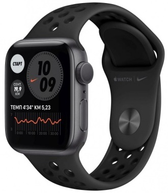 Часы Apple Watch Nike Series 6 GPS 40mm Space Gray Aluminum Case with Nike Sport Band (Серый космос/Антрацитовый/Черный) (M00X3RU/A), слайд 1