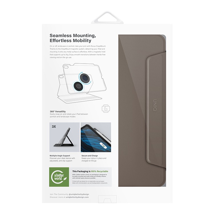 Чехол для iPad Air 11 (2024/2025) UNIQ Rovus SnapMount, Flint Grey, картинка 12