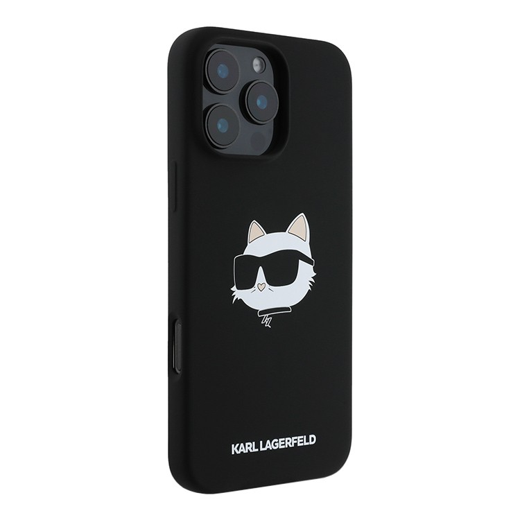 Чехол для iPhone 16 Pro Max KARL LAGERFELD Liquid Silicone NFT Karl & Choupette Hard Black MagSafe, картинка 2
