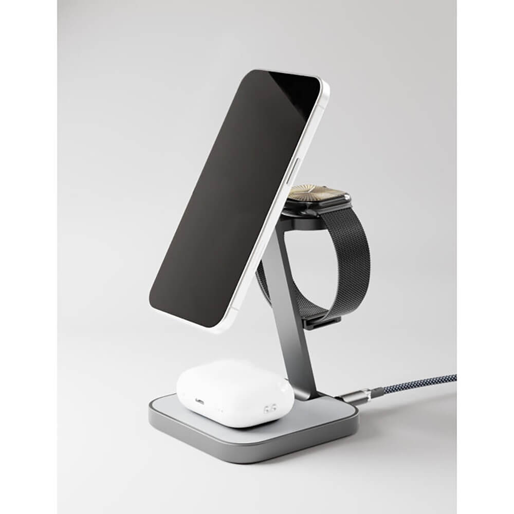 Беспроводное зарядное устройство VLP Unity Power 3 in 1 для Apple, серый космос, картинка 3