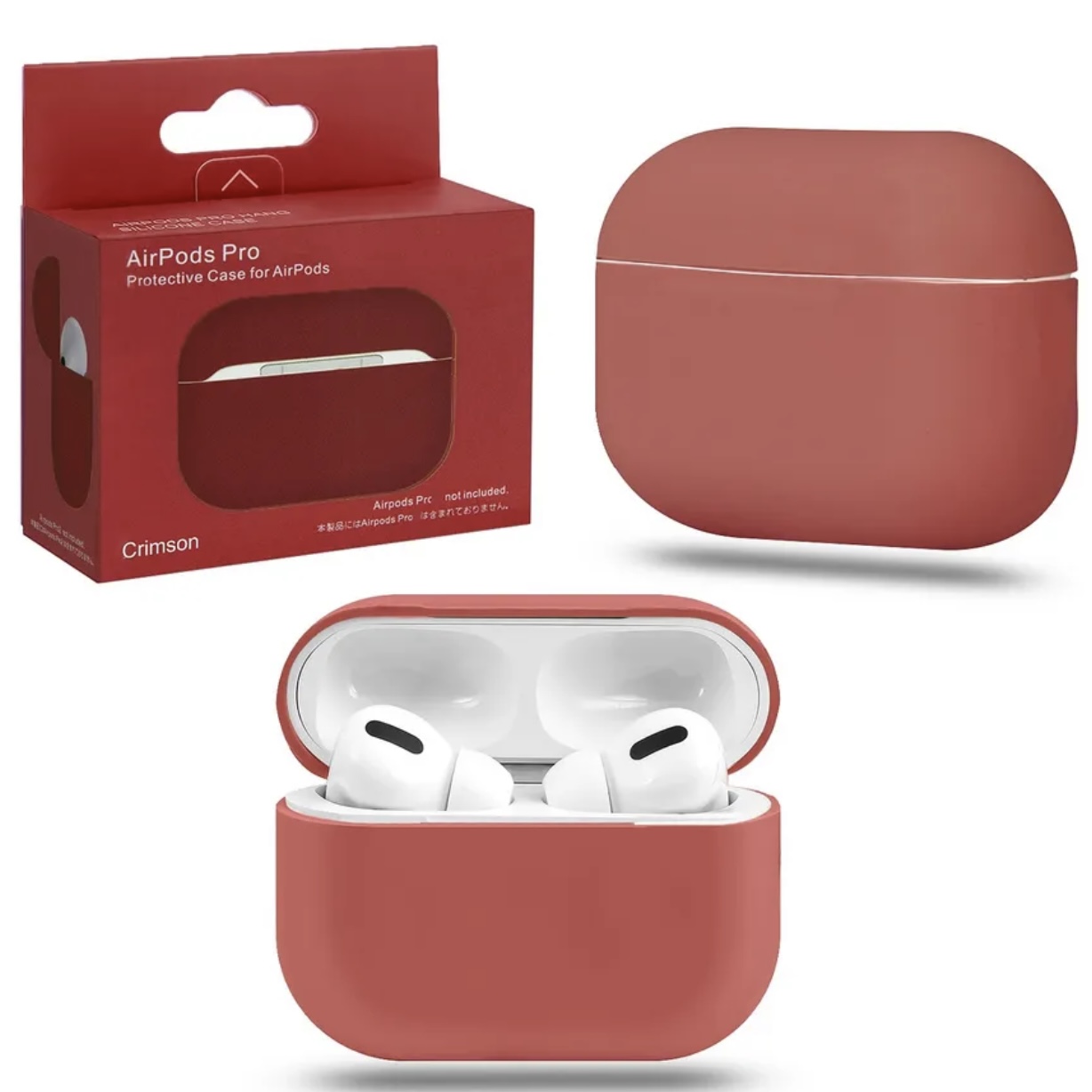 Чехол для AirPods Pro Silicone Case Slim винный, картинка 1