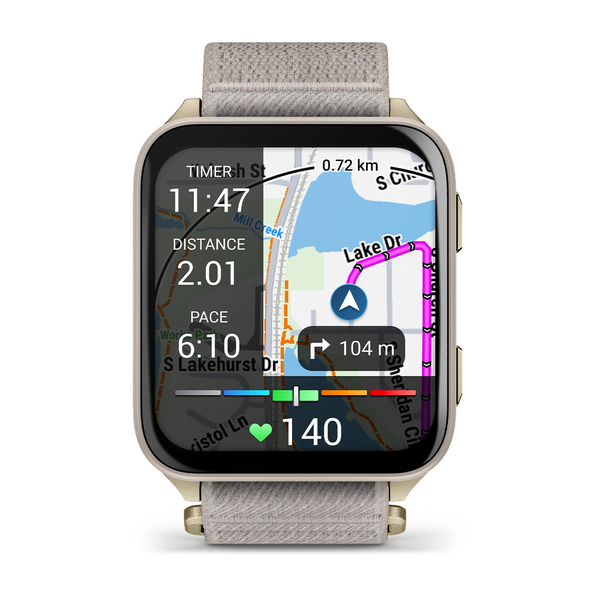 Умные часы Garmin Venu X1 Soft Gold Titanium with French Gray Nylon HK, картинка 2