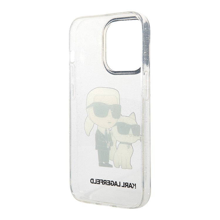 Чехол для iPhone 15 Pro Max KARL LAGERFELD PC/TPU NFT Karl & Choupette Hard Glitter Transparent, картинка 4