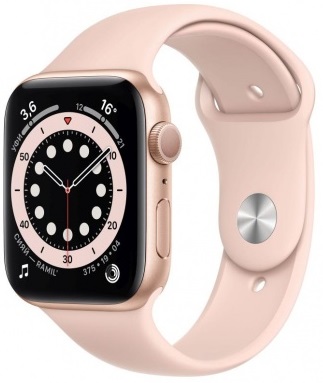 Часы Apple Watch Series 6 GPS 44mm Gold Aluminum Case with Pink Sand Sport Band (M00E3RU/A), слайд 1