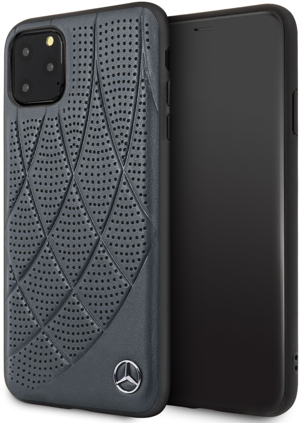 Чехол Mercedes для iPhone 11 Pro Max Bow Quilted/perforated Hard Leather Blue