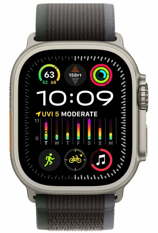Apple Watch Ultra 2 GPS, 49 мм, корпус из титана, ремешок Trail синего/черного цвета, картинка 2