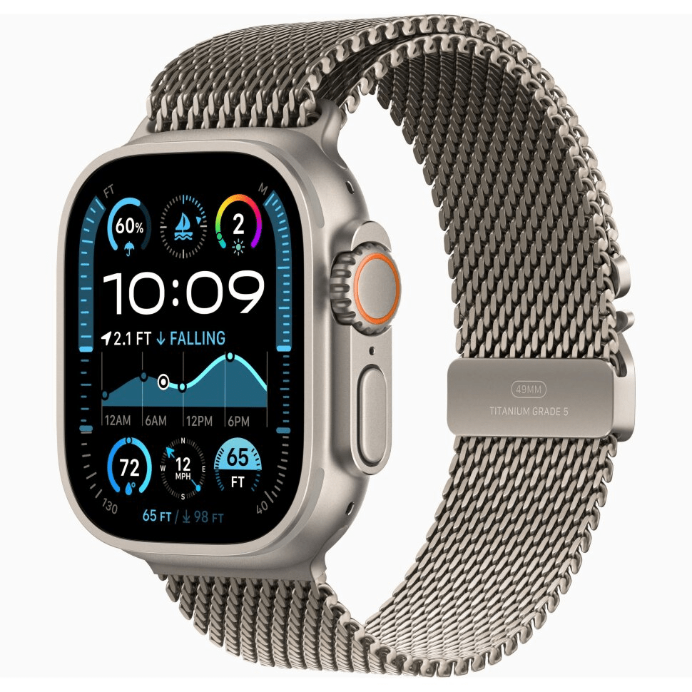 Apple Watch Ultra 3 GPS, 49 мм, натуральный титан, ремешок Titanium Milanese Loop цвета Natural, картинка 1