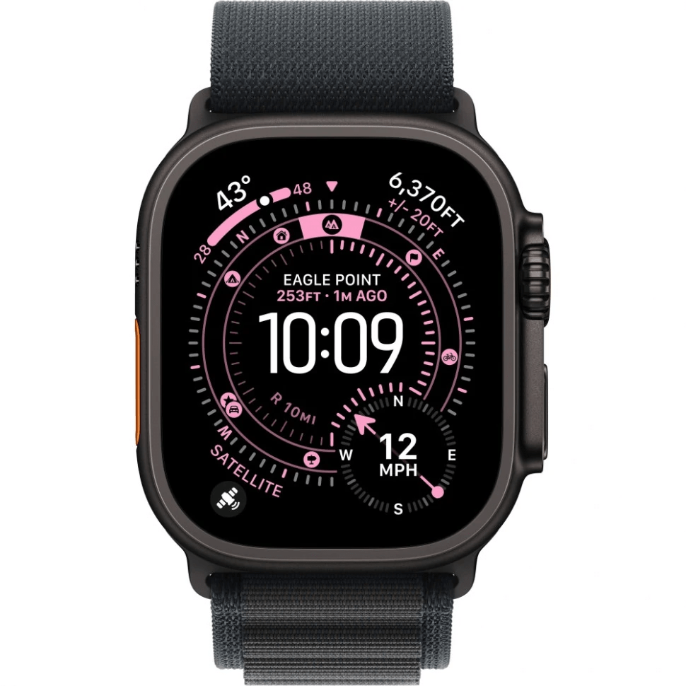 Apple Watch Ultra 3 GPS, 49 мм, черный титан, ремешок Alpine Loop цвета «Black», картинка 2