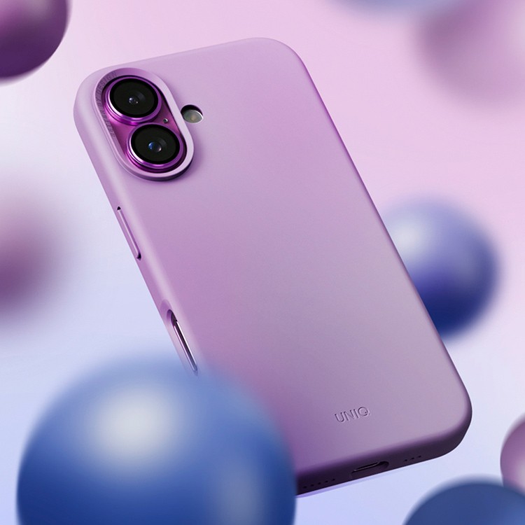 Чехол для iPhone 16 UNIQ Lino Hue Magnets Grape Pink, картинка 5