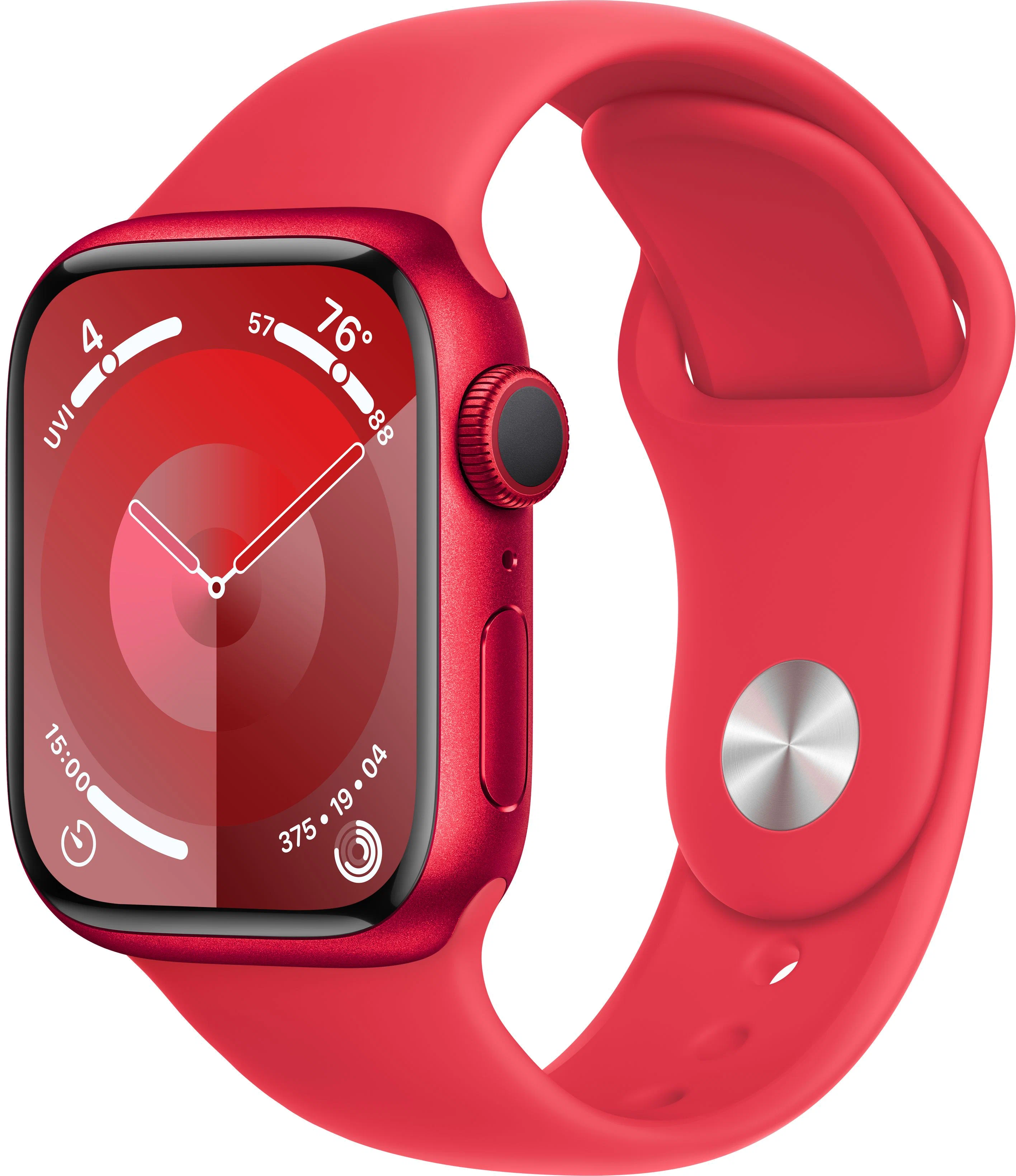 Apple Watch Series 9, 41 мм, корпус из алюминия красного цвета, спортивный ремешок красного цвета
