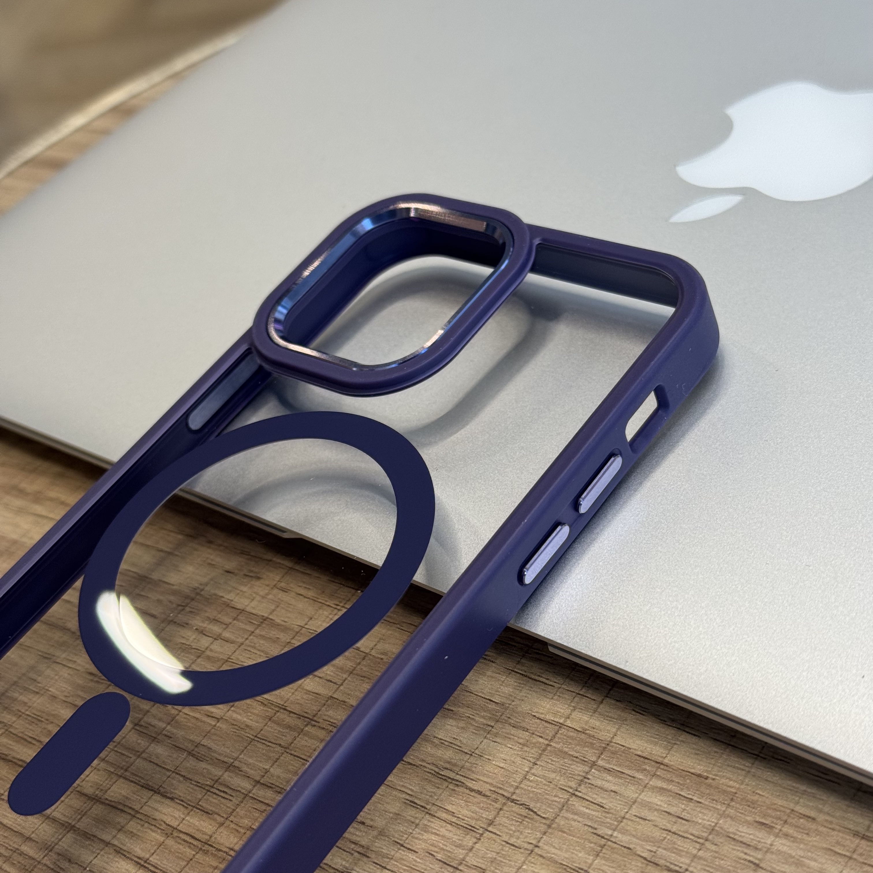 Чехол для iPhone 12/12 Pro Clear Frame with Magsafe, темно-фиолетовый, картинка 2