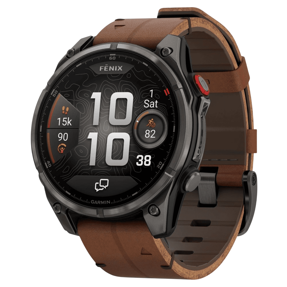 Умные часы Garmin Fenix 8 Pro 47mm Amoled/Sapphire Carbon Grey Titanium Chestnut Leather Band