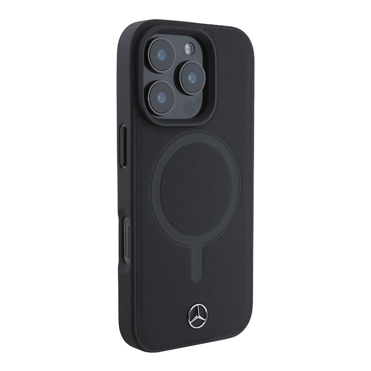 Чехол для iPhone 16 Pro Max MERCEDES Plain Swooth with Ring Metal logo Hard Black MagSafe, картинка 2