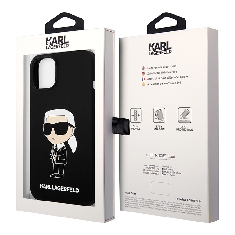 Чехол для iPhone 15 Pro KARL LAGERFELD Liquid Glitter NFT Karl Ikonik Hard Transparent/Black, картинка 5